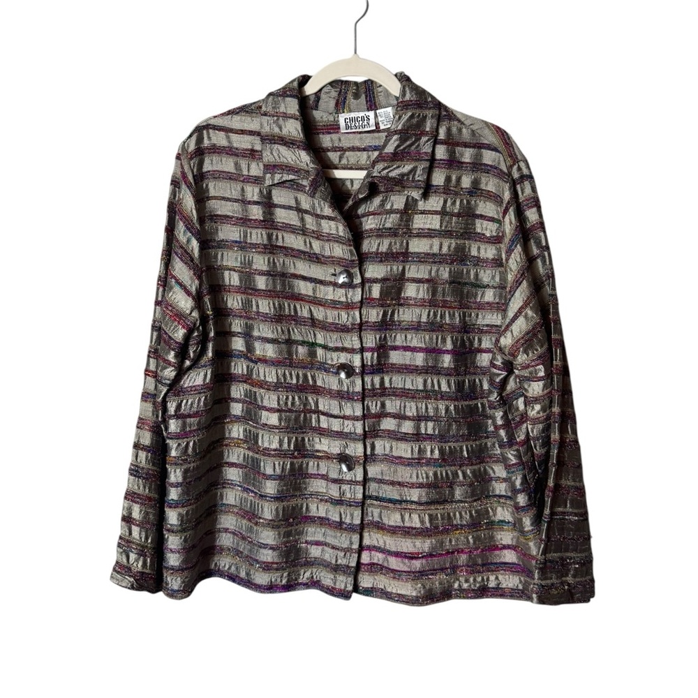 Chicos Silk Jacket‎ Shacket Size XL Artsy Bohemian Maximalist Indie Unique Rare